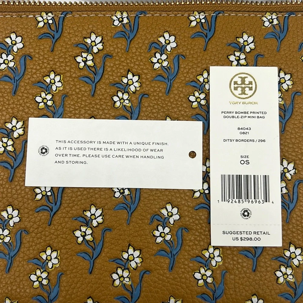 Tory Burch PERRY BOMBÉ PRINTED DOUBLE-ZIP Ditzy Borders Mini Bag
